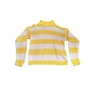 Vintage Just Maggie Oversized fit Knit Yellow and white Sweater Size Small